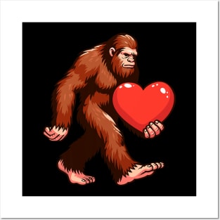 Bigfoot Heart Boys Valentines Day Men Love Sasquatch Funny Posters and Art